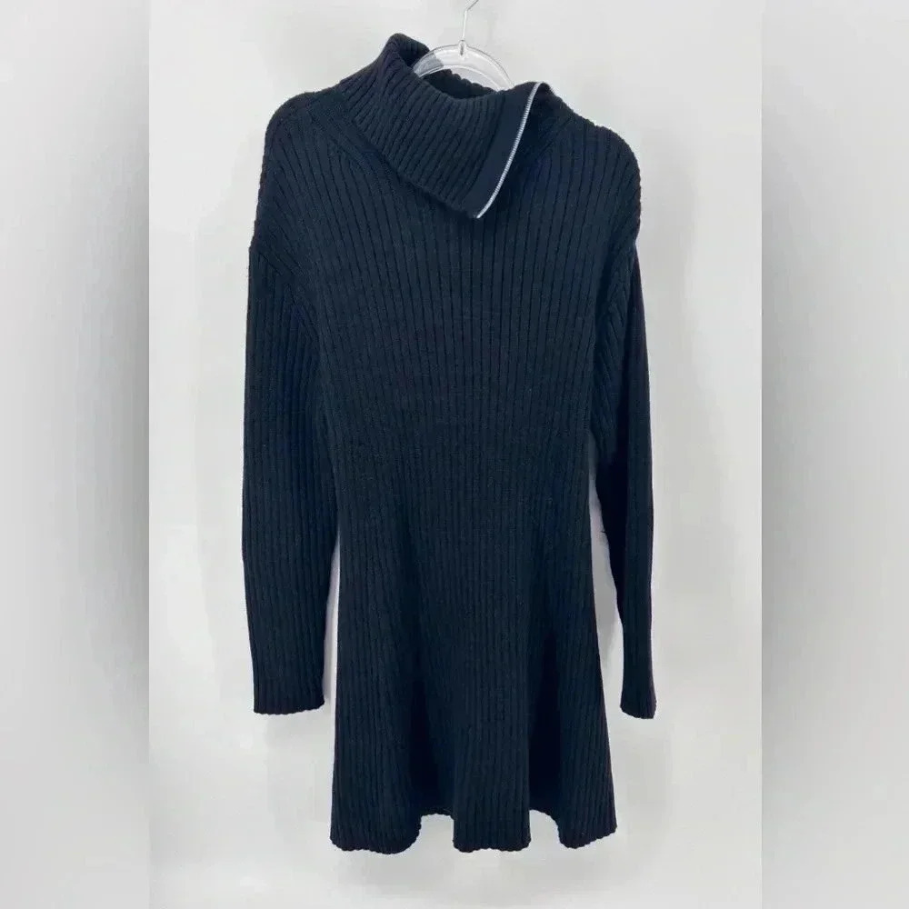 NWT Proenza Schouler Knit Dress Black Turtleneck With Zipper Cashmere Wool M